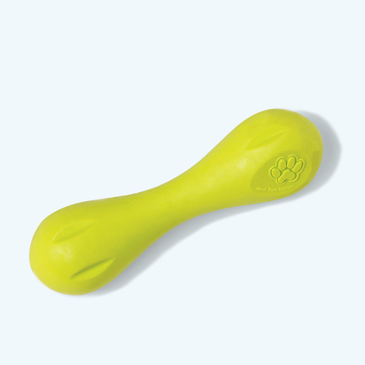 Small Granny Smith West Paw Hurley dog toy.