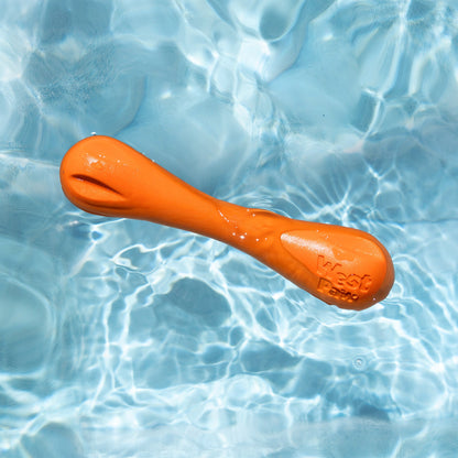 Tangerine Hurley toy shown in water.