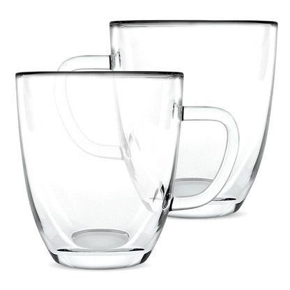 Kaffe KF4042 set of two clear double-wall glass mugs, 16 oz each