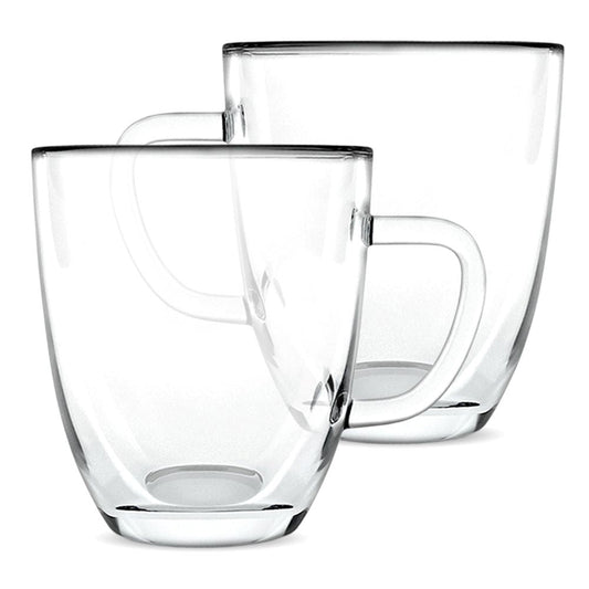 Kaffe KF4042 set of two clear double-wall glass mugs, 16 oz each