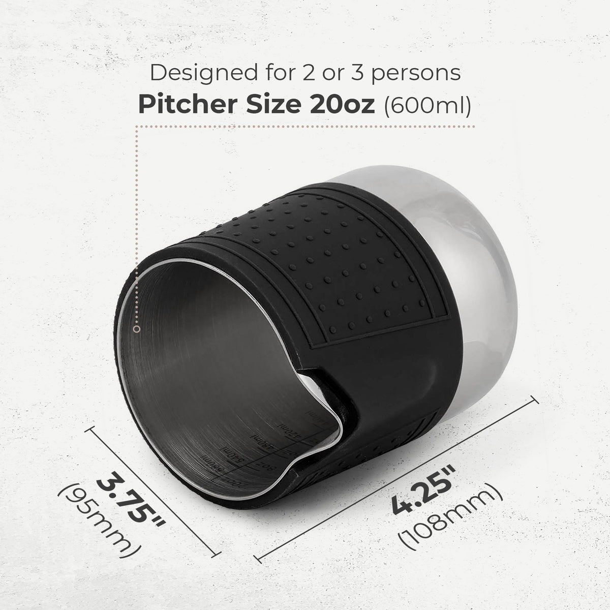 Kaffe KFFP01 manufacturer capacity and dimension guide for the 600 ml pitcher
