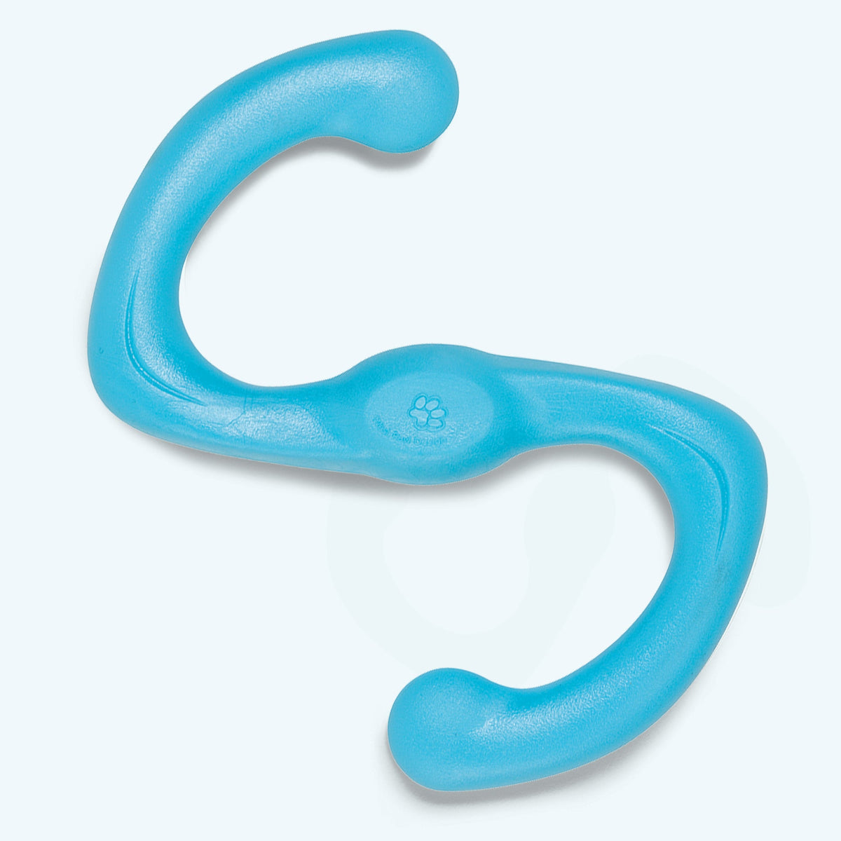 Large Aqua Blue Bumi S-shaped dog tug toy.