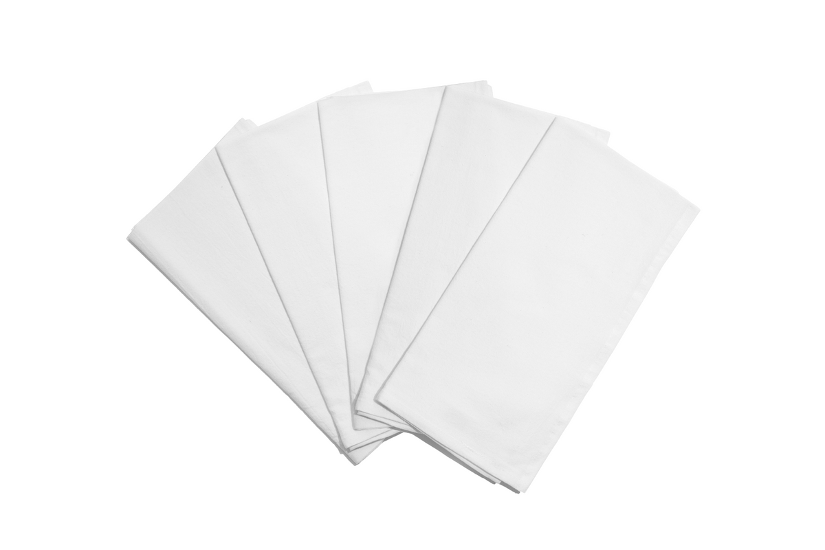 Organic Cotton Mart flour sack kitchen towels in white, set of five