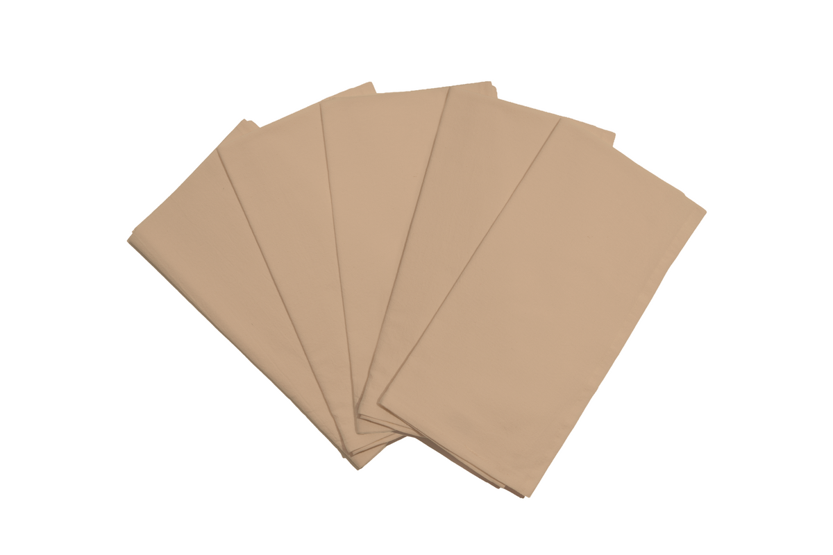 Organic Cotton Mart flour sack kitchen towels in beige, set of five