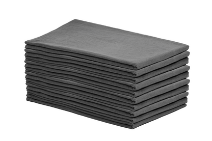 Organic Cotton Mart flour sack kitchen towels in gray, stack of ten