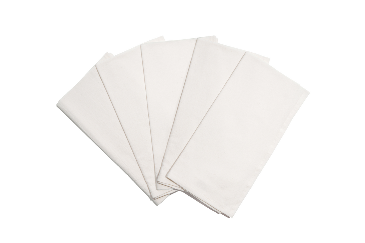 Organic Cotton Mart flour sack kitchen towels in natural cotton, set of five