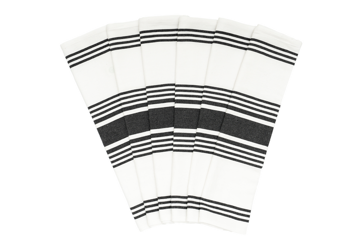 Striped Cotton Kitchen Towels — Set of 6