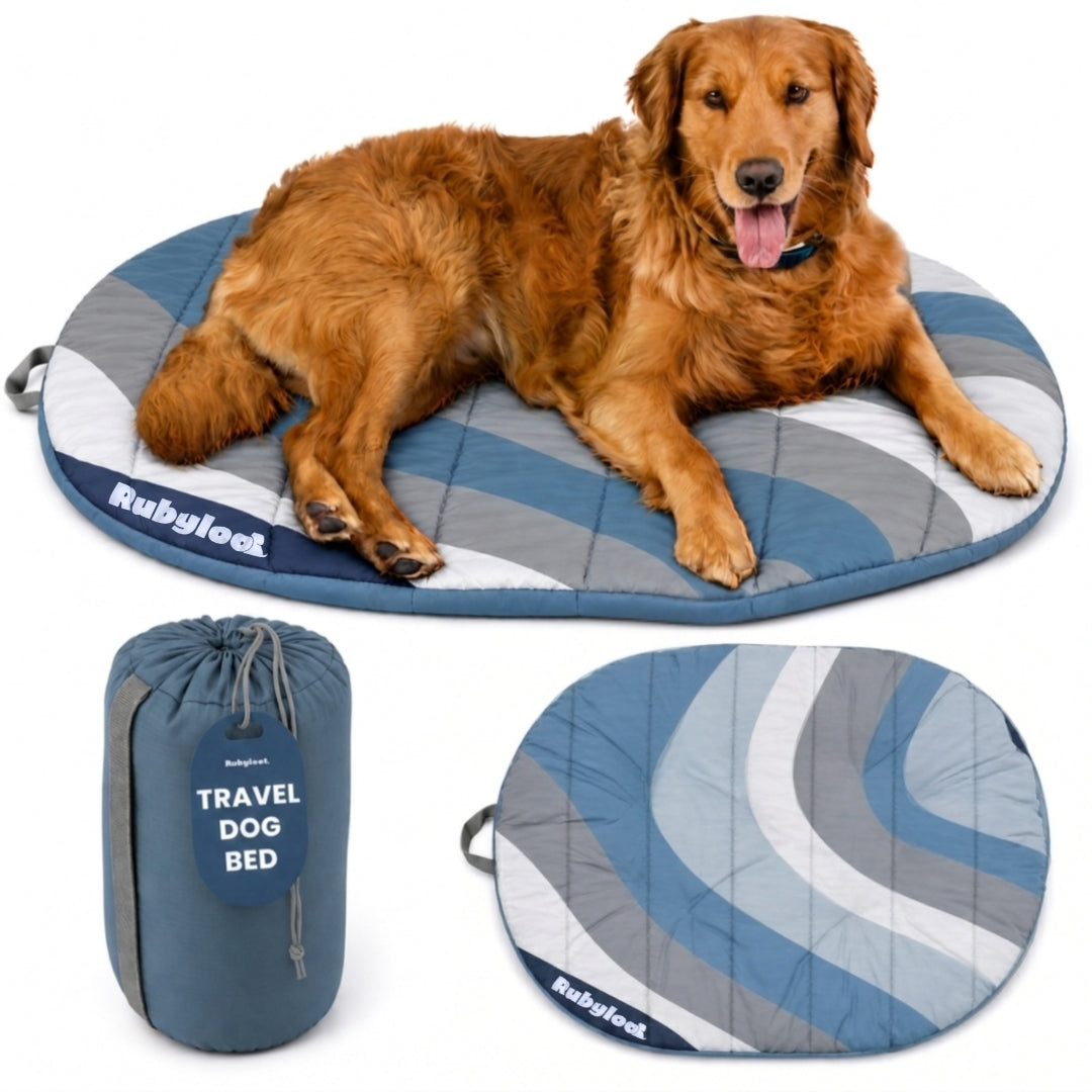 Rubyloo Glacier Tide Blue medium travel dog bed