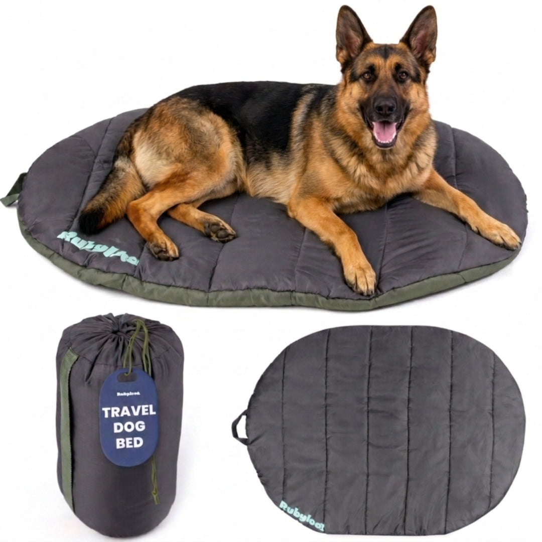Rubyloo Midnight Forest Black large travel dog bed with included carry bag