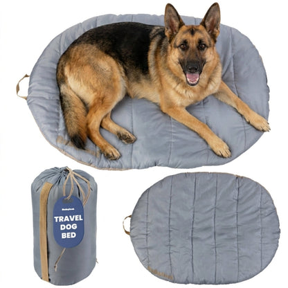Rubyloo Foggy Trail Grey large travel dog bed with included carry bag