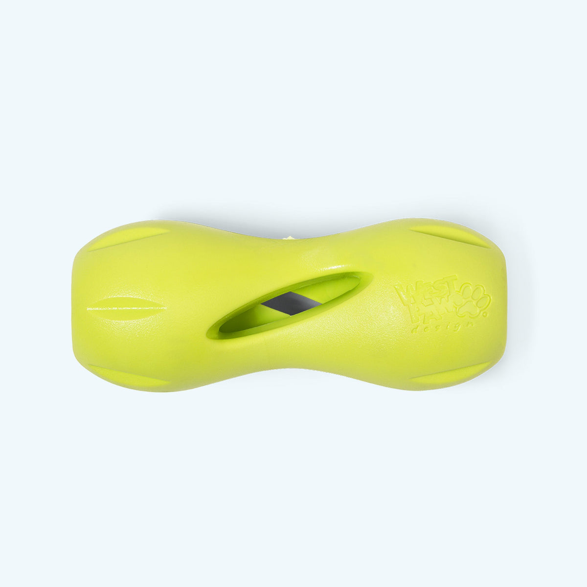 Granny Smith West Paw Qwizl treat toy, shown alone from a slightly different angle.