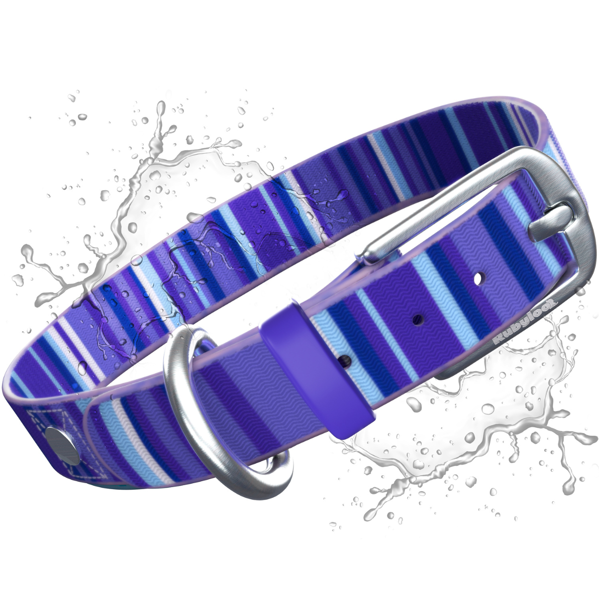 Purple Rain Rubyloo coated dog collar with metal buckle