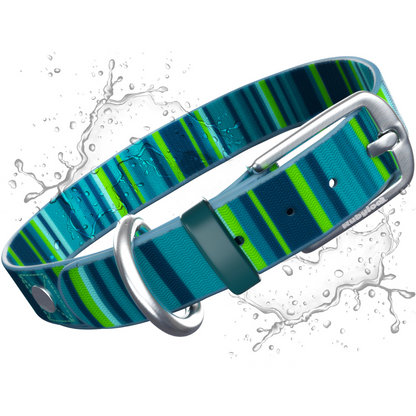 Seaside Teal Rubyloo coated dog collar with metal buckle