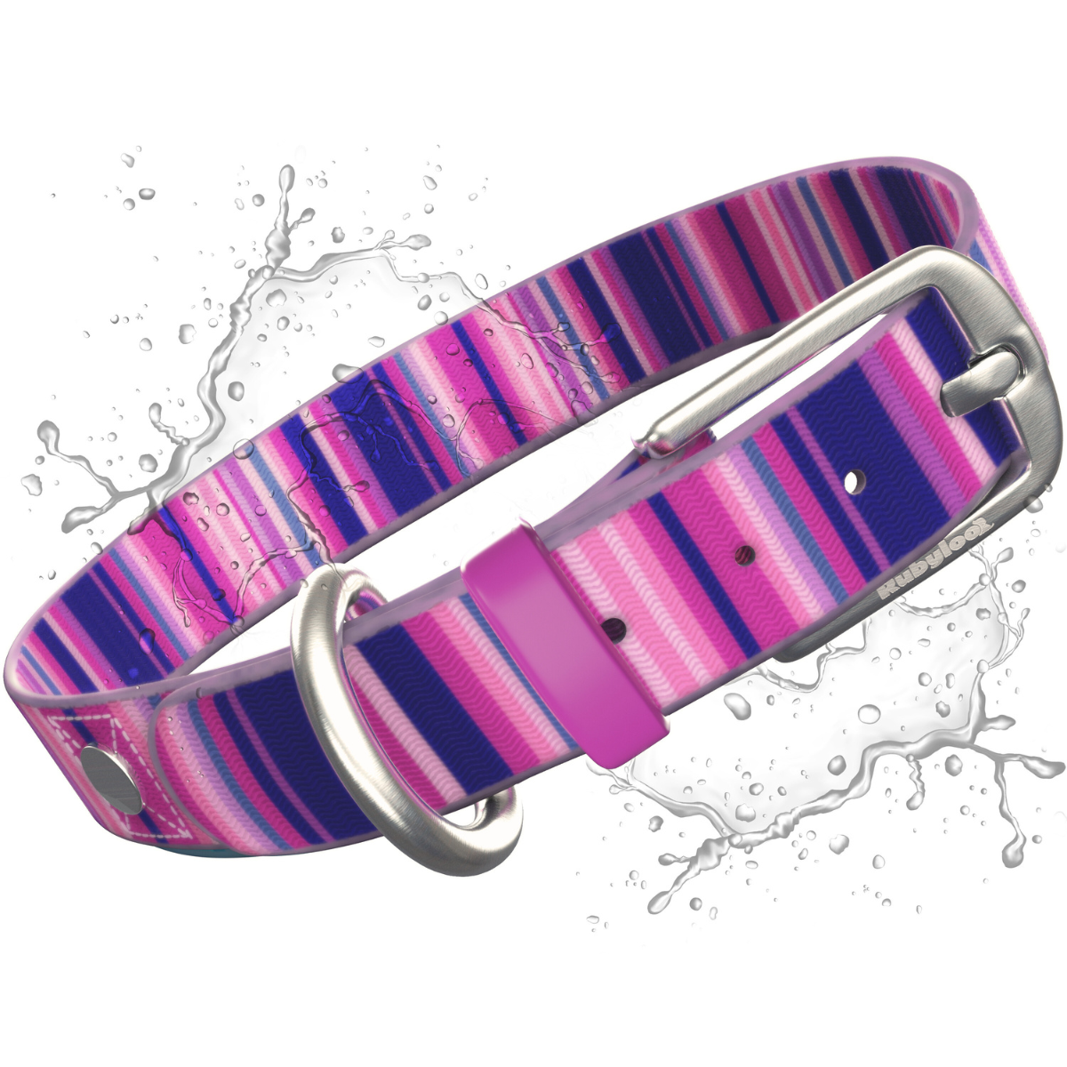 Pretty in Pink Rubyloo coated dog collar with metal buckle