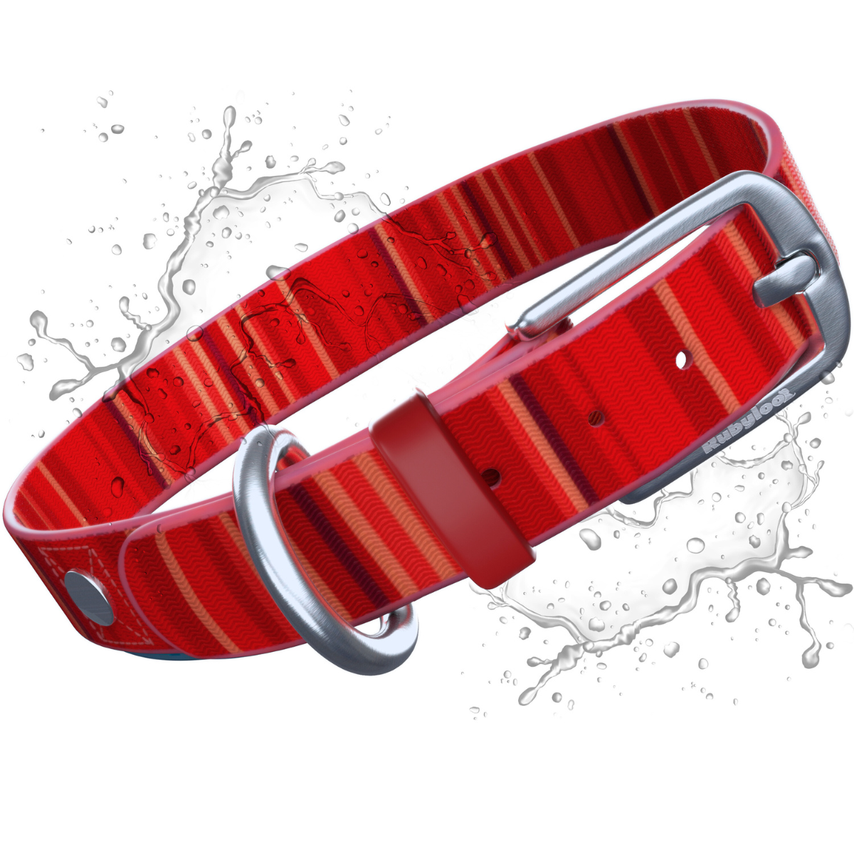 Ruby Red Rubyloo coated dog collar with metal buckle