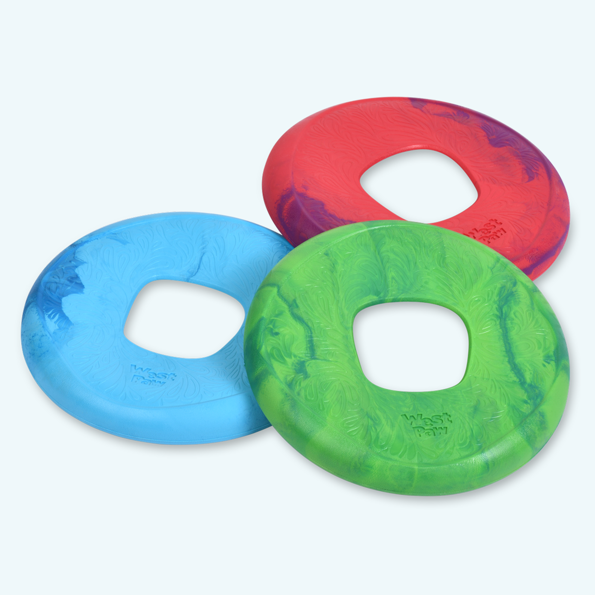 West Paw Sailz color choices: Surf, Hibiscus and Emerald; sold individually