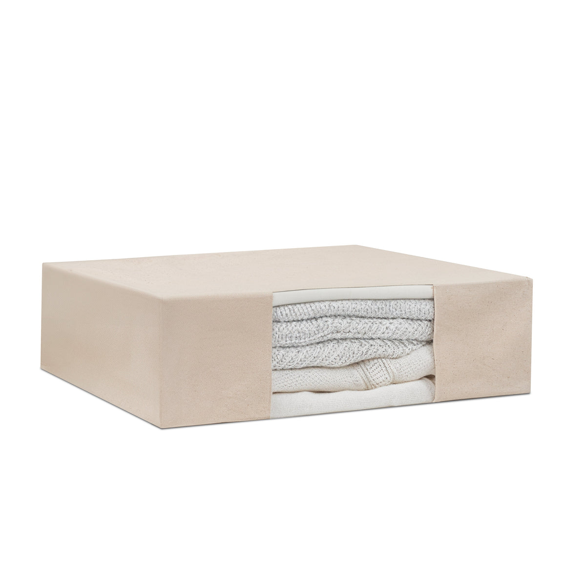 Cotton-canvas garment-storage bag with clear viewing window