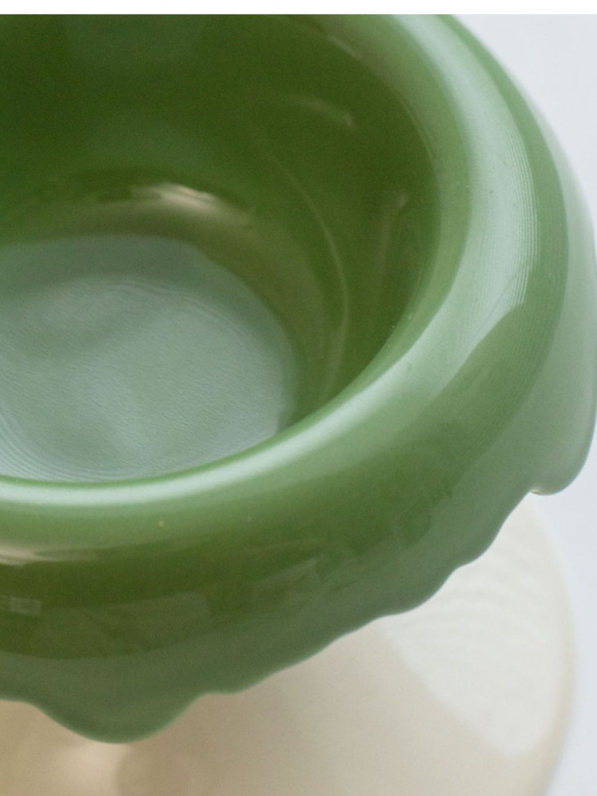 Close-up of the green bowl interior.