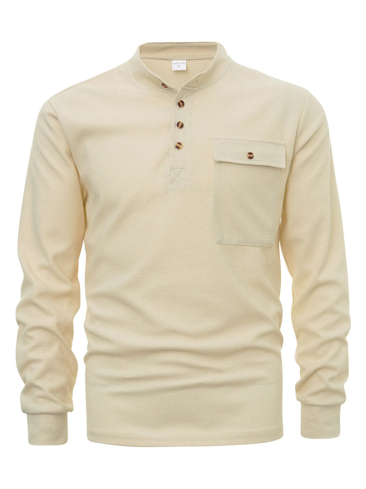 Men's button-detail long-sleeve shirt — Shallow Khakis front view