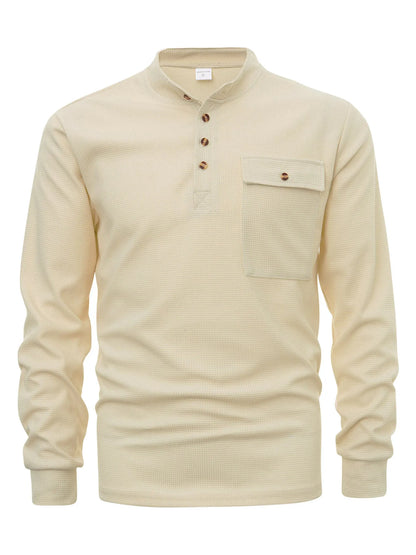 Men's button-detail long-sleeve shirt — Shallow Khakis front view