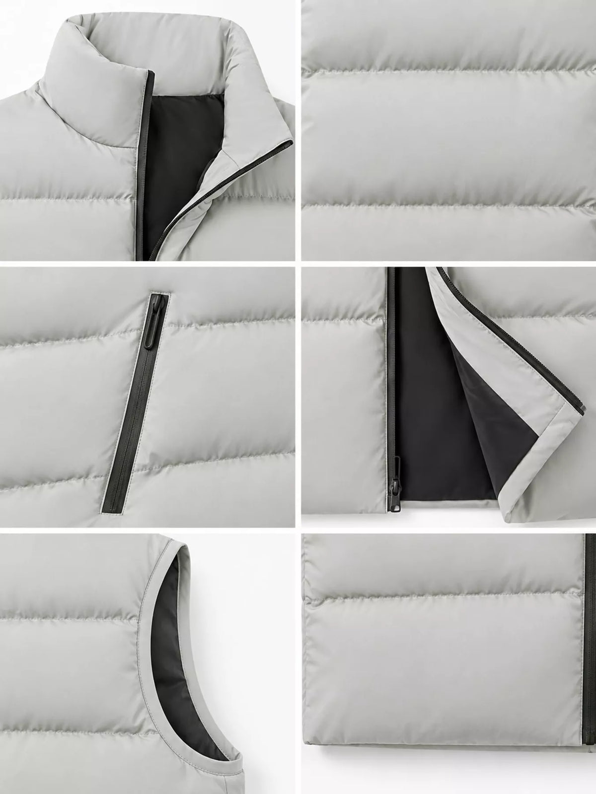 Apricot men's lightweight zip-up puffer vest — collar, zipper and quilting details