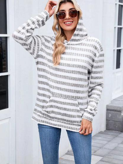Striped dropped-shoulder hoodie, product view 8 of 22