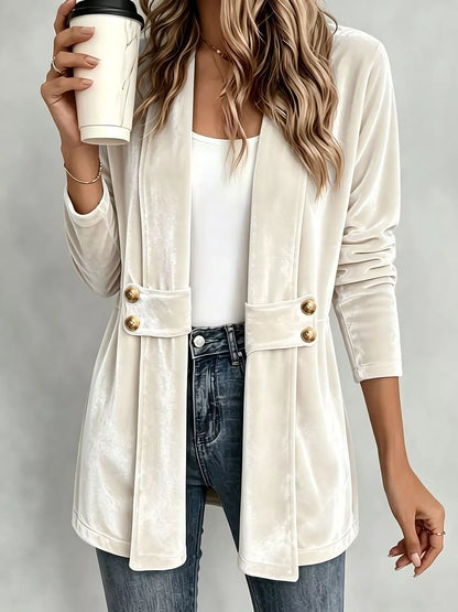 Elegant Velvet Open-Front Outerwear — view 5 of 9