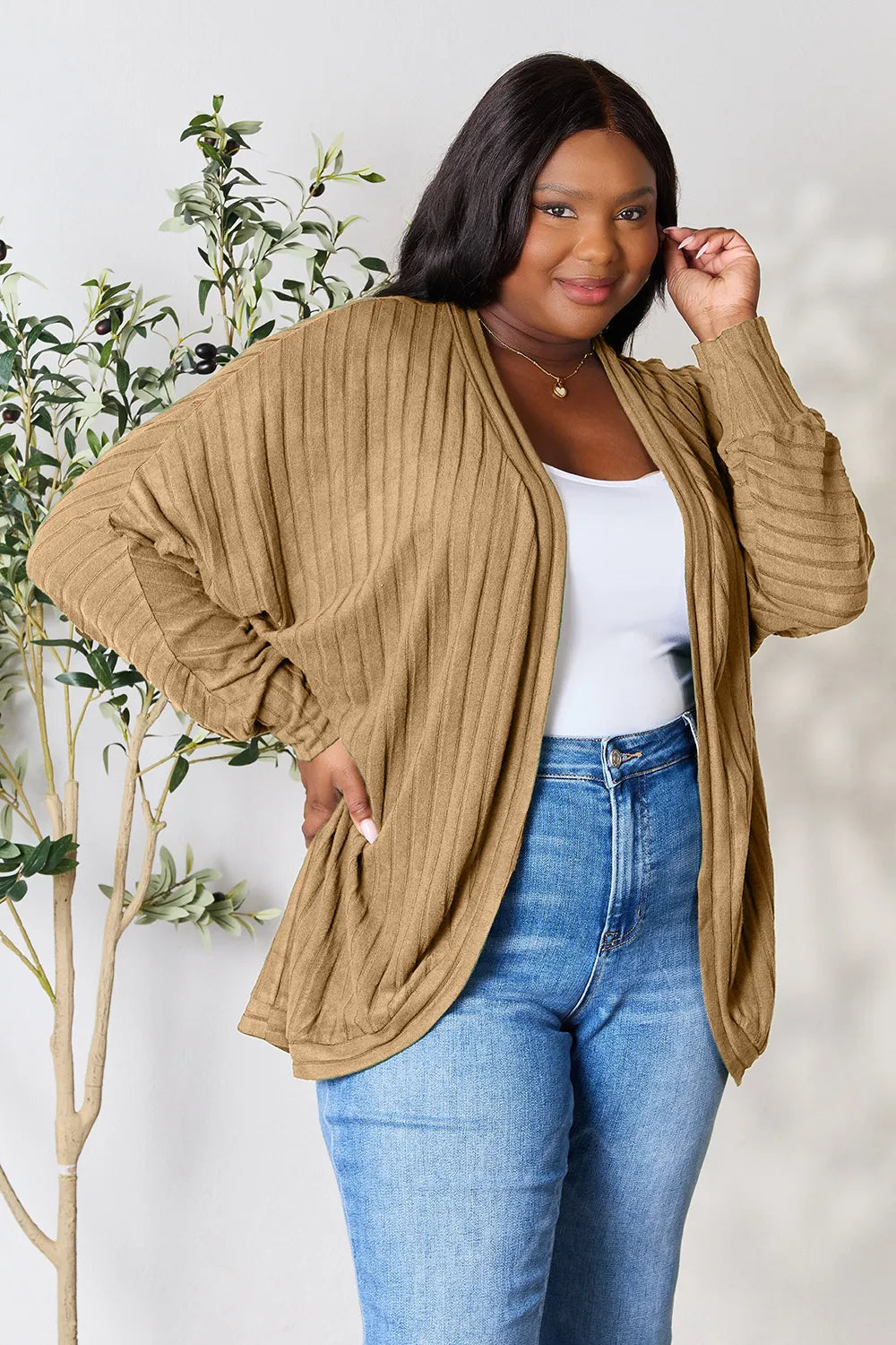 Ribbed open-front cocoon cardigan, product view 11.