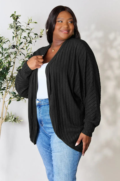 Ribbed open-front cocoon cardigan, product view 5.