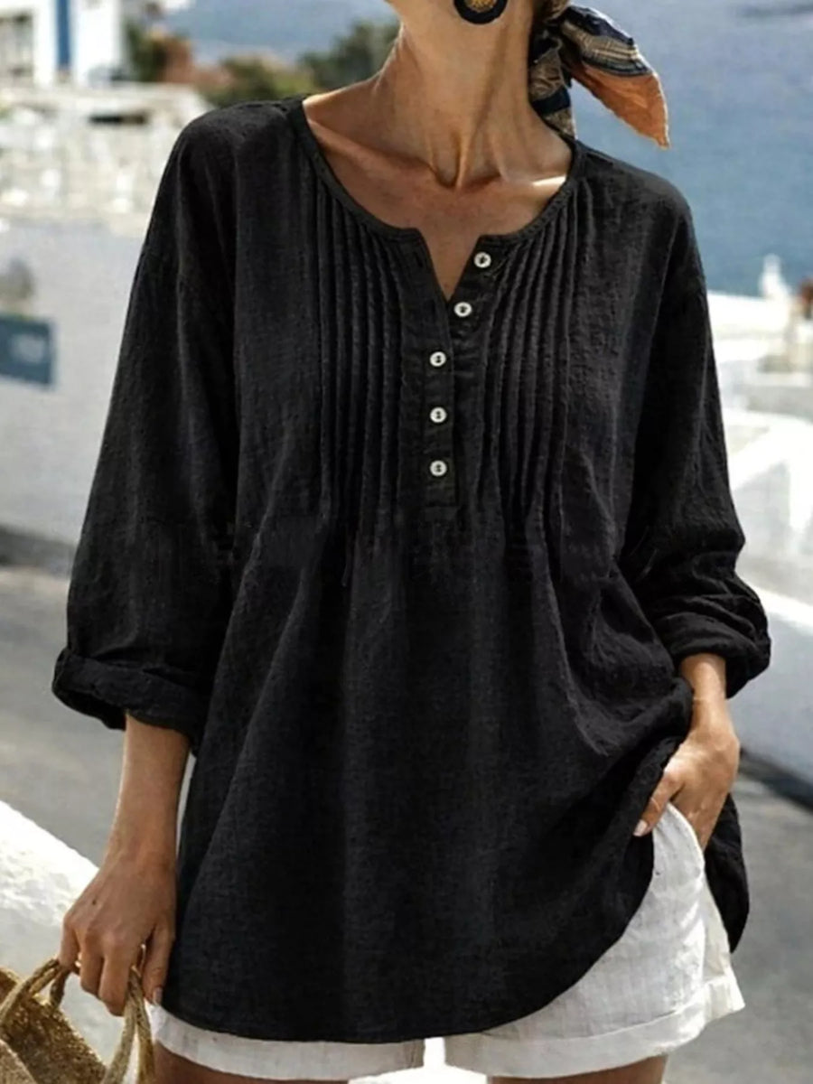Casual Button Detail Long Sleeve Shirt