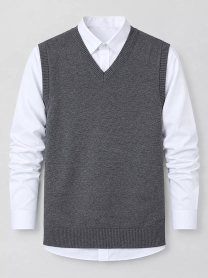Men's V-neck sweater vest — product view 14; shirt and trousers not included