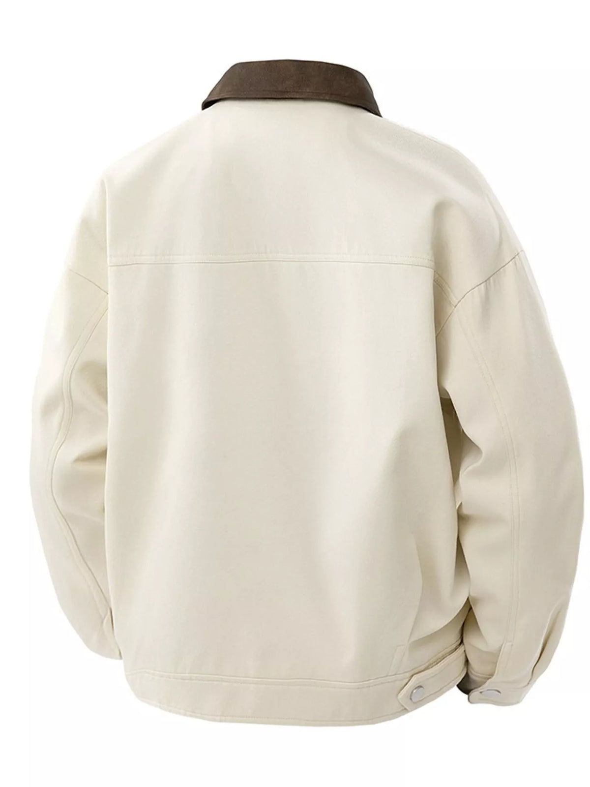 Men's cream jacket, plain back view with yoke and hem tab