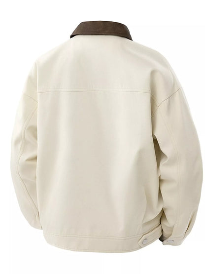 Men's cream jacket, plain back view with yoke and hem tab