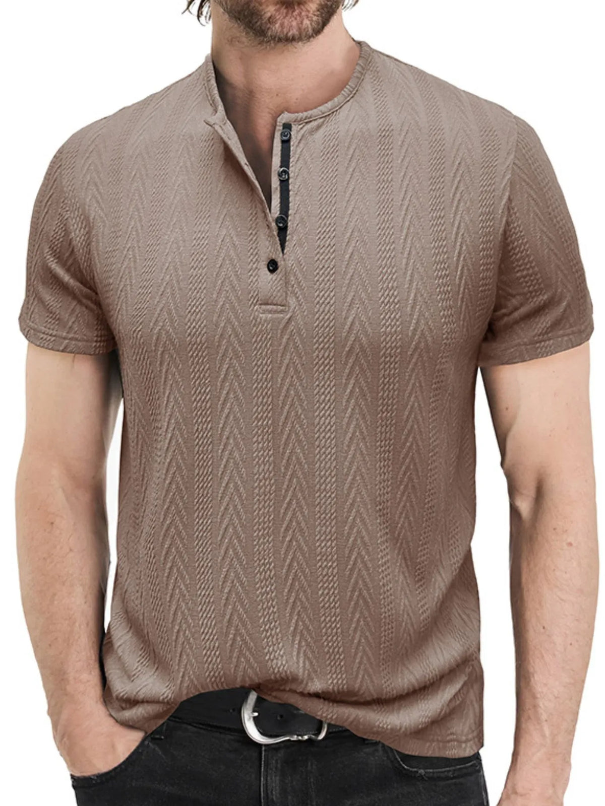 Men's Cotton-Rich Chevron Henley Shirt – JSK Marketplace