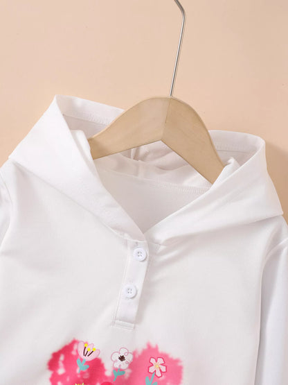 Close-up of hoodie neckline, hood and buttons