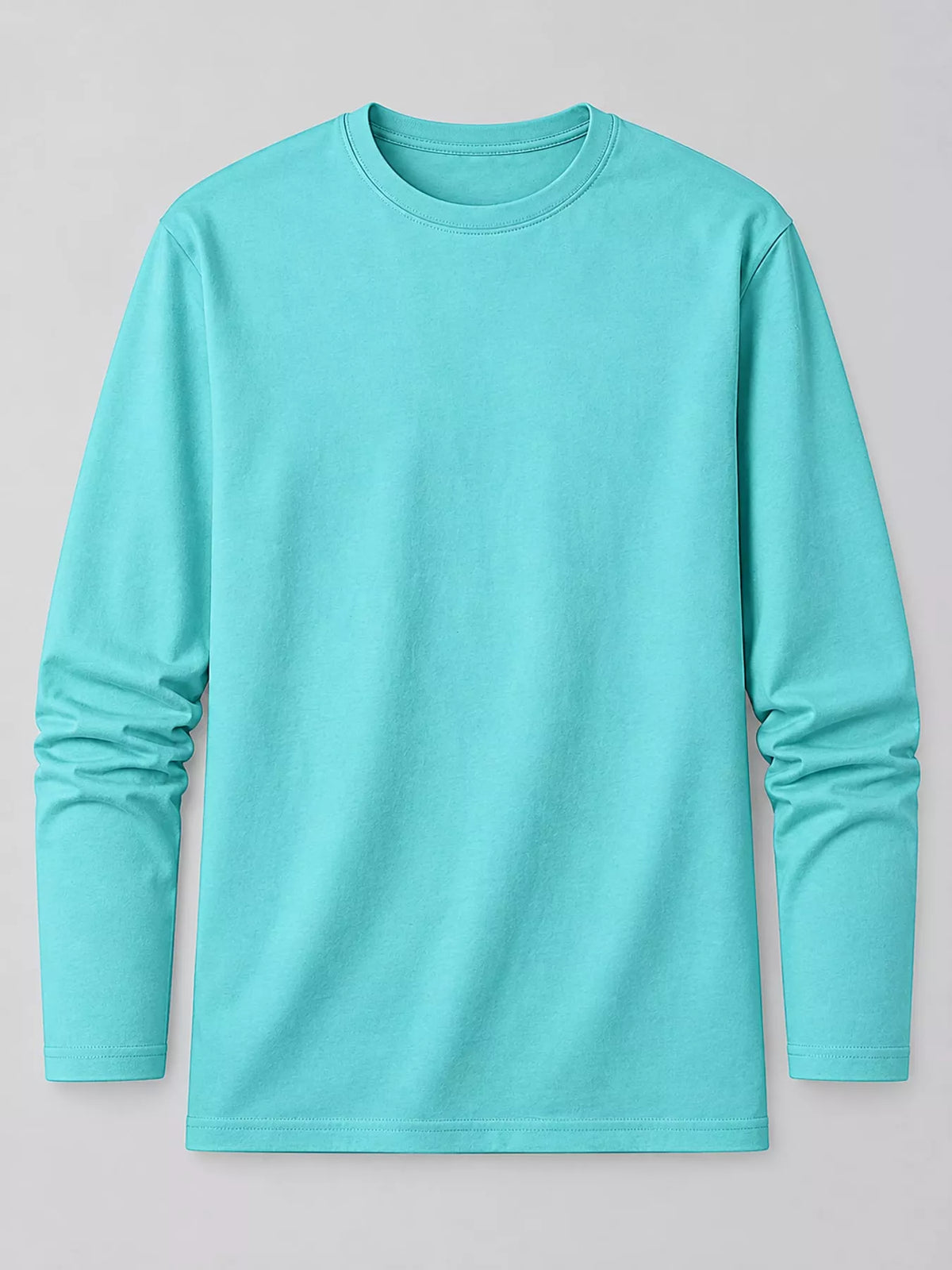 Pastel Blue men's cotton long-sleeve crewneck tee, laid flat.