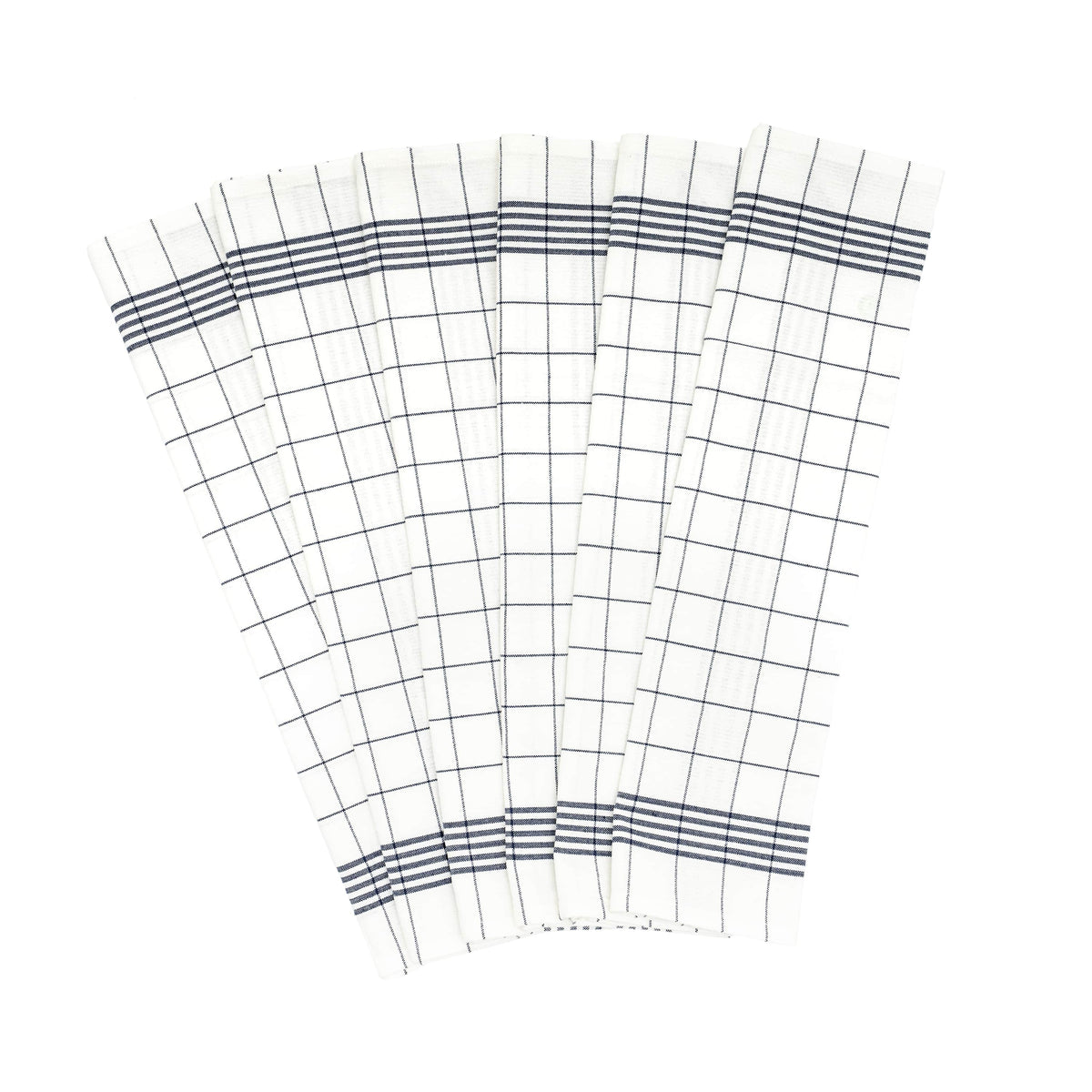 Windowpane Cotton Kitchen Towels — Set of 6