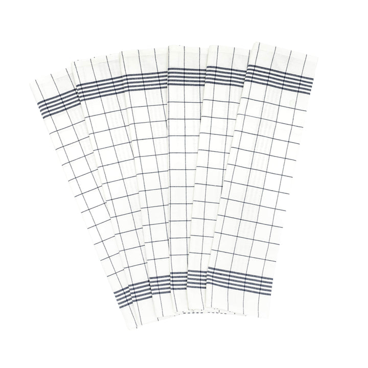 Windowpane Cotton Kitchen Towels — Set of 6