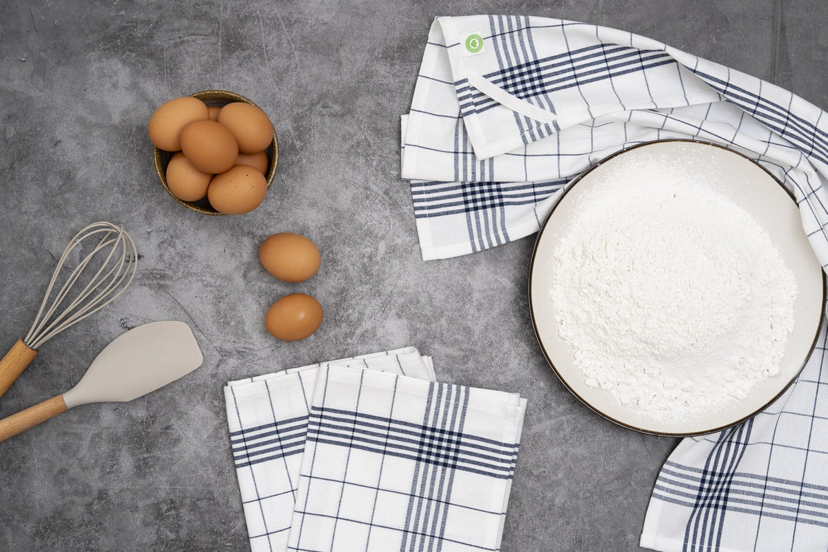 Windowpane Cotton Kitchen Towels — Set of 6