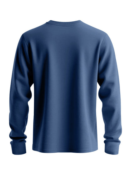 Denim blue long-sleeve shirt shown from the back.