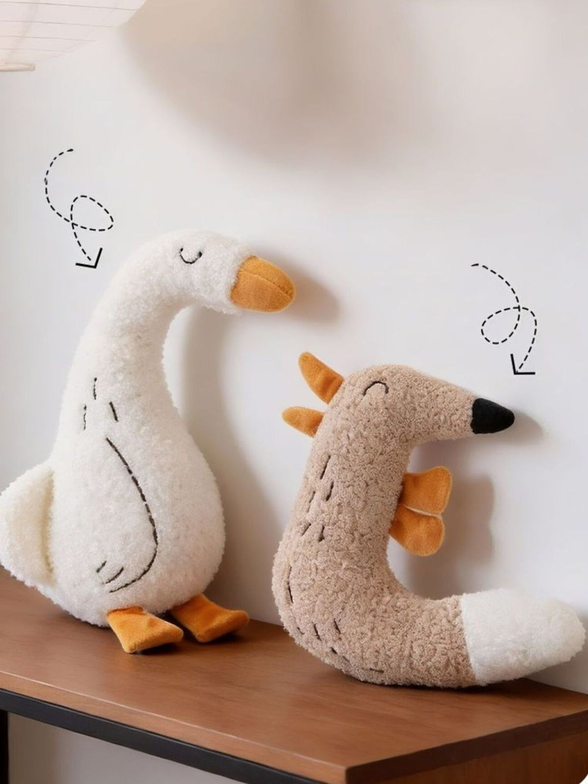 Duck and fox plush toy design options; one toy sold per selection