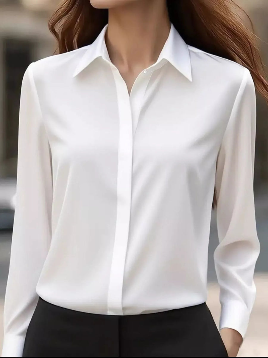 Women's Collared Button-Down Long-Sleeve Shirt