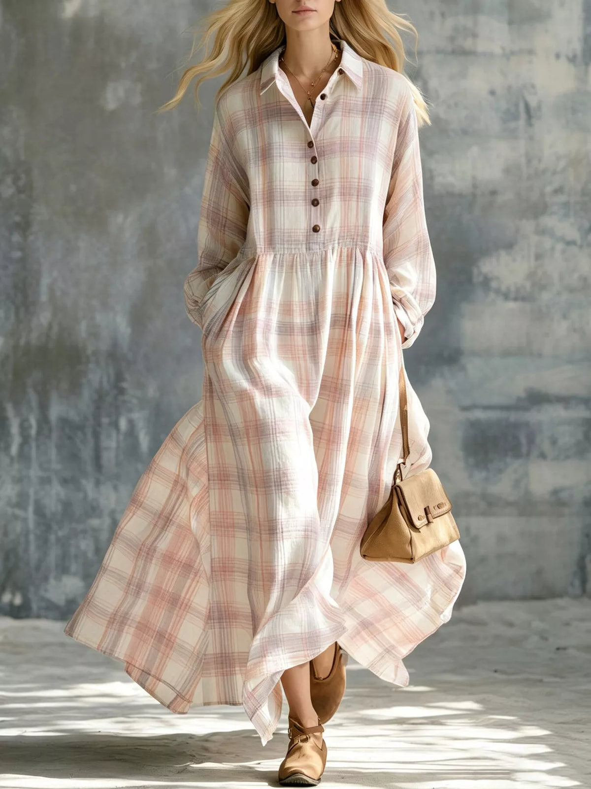 Cyra plaid button-down maxi shirt dress, product image 11 of 14