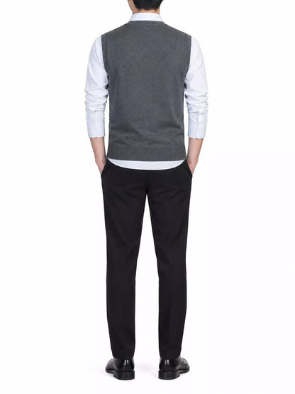 Men's V-neck sweater vest — product view 13; shirt and trousers not included
