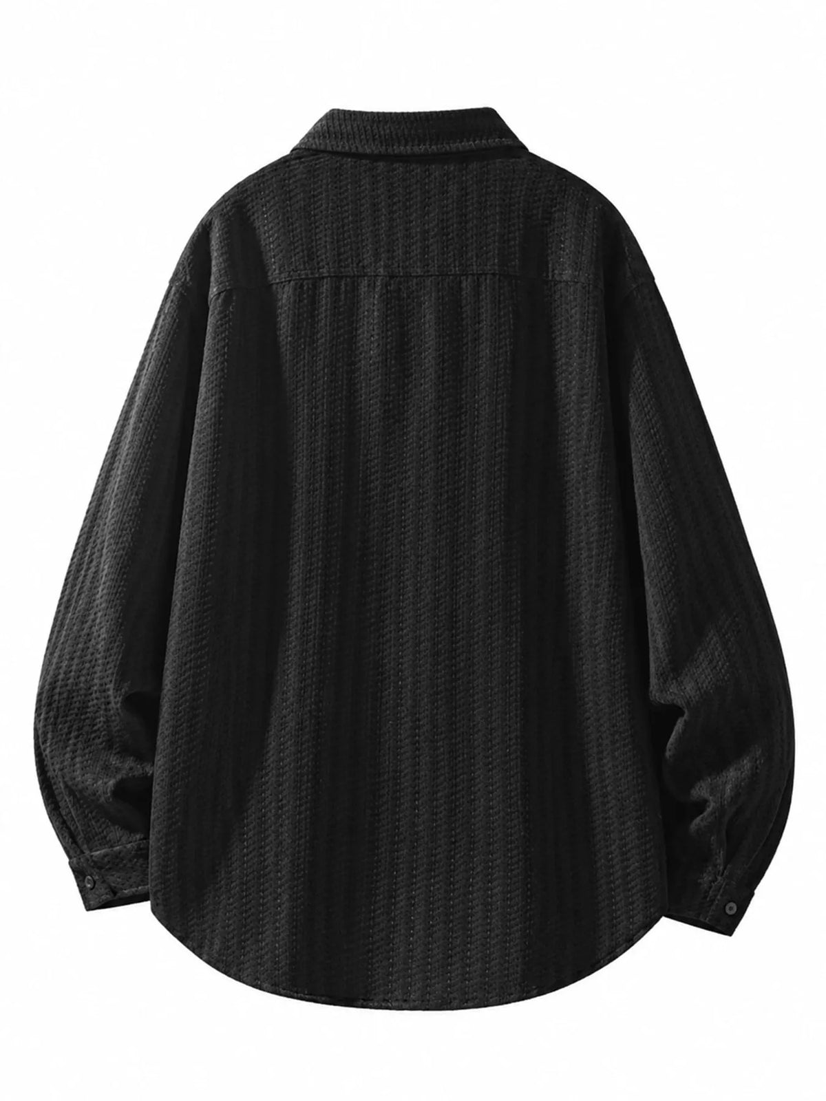 Back view of the Black textured men’s shacket.
