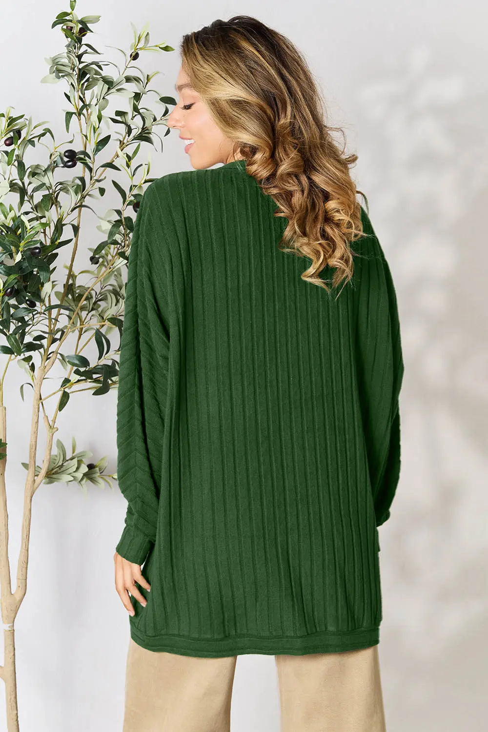 Ribbed open-front cocoon cardigan, product view 24.