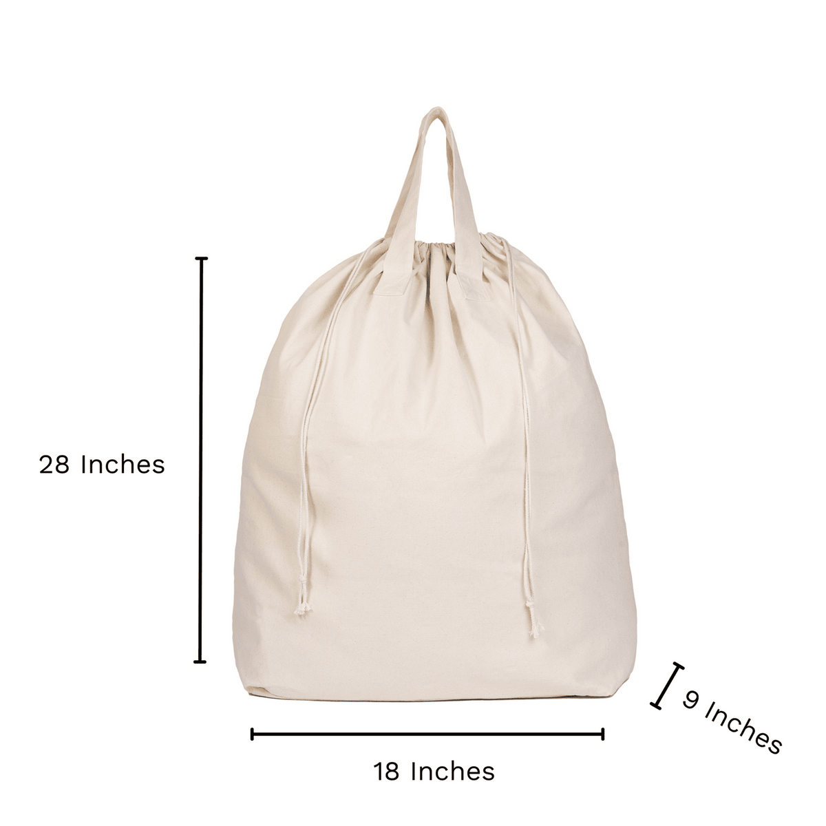 Laundry bag dimensions: 28 inches tall, 18 inches wide and 9 inches deep