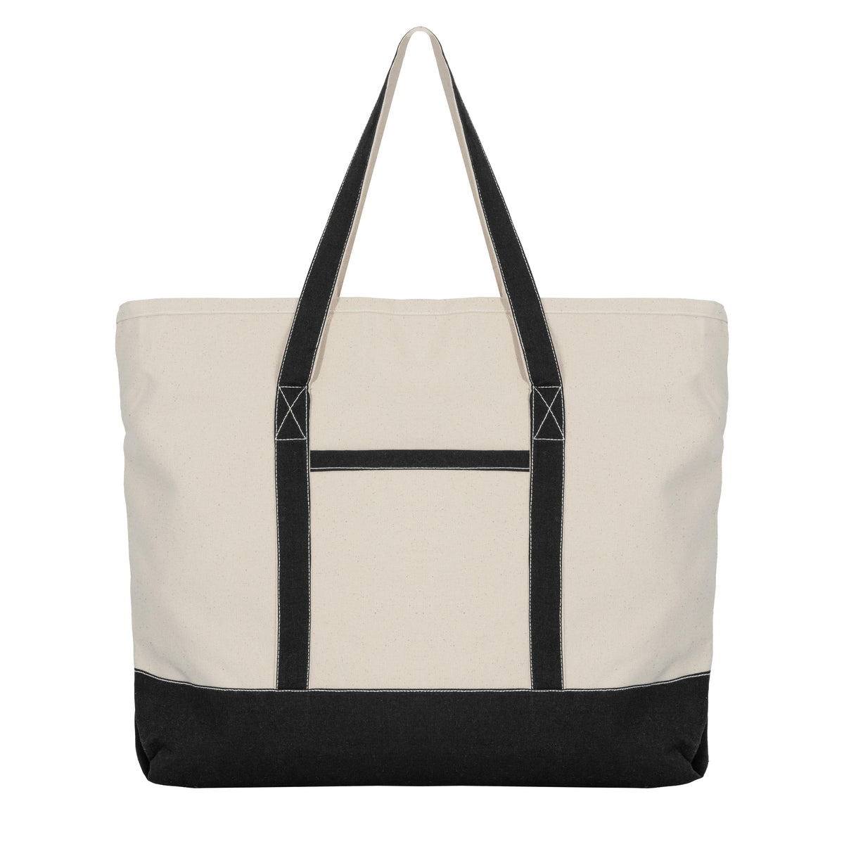 Black extra-large cotton canvas tote with reinforced handles
