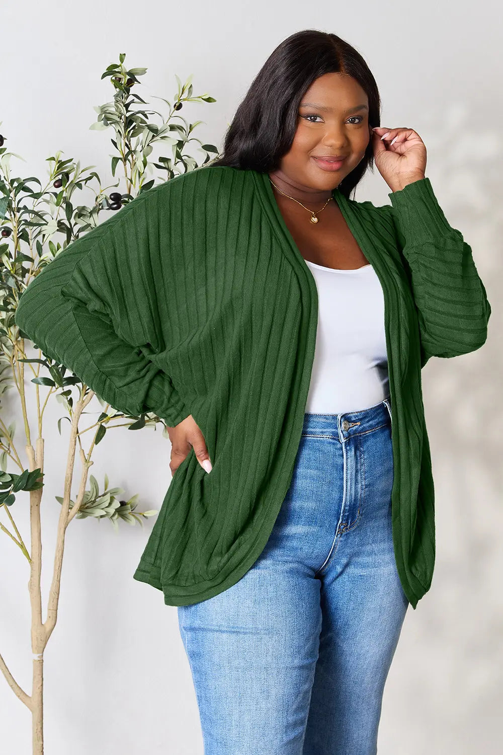 Ribbed open-front cocoon cardigan, product view 25.