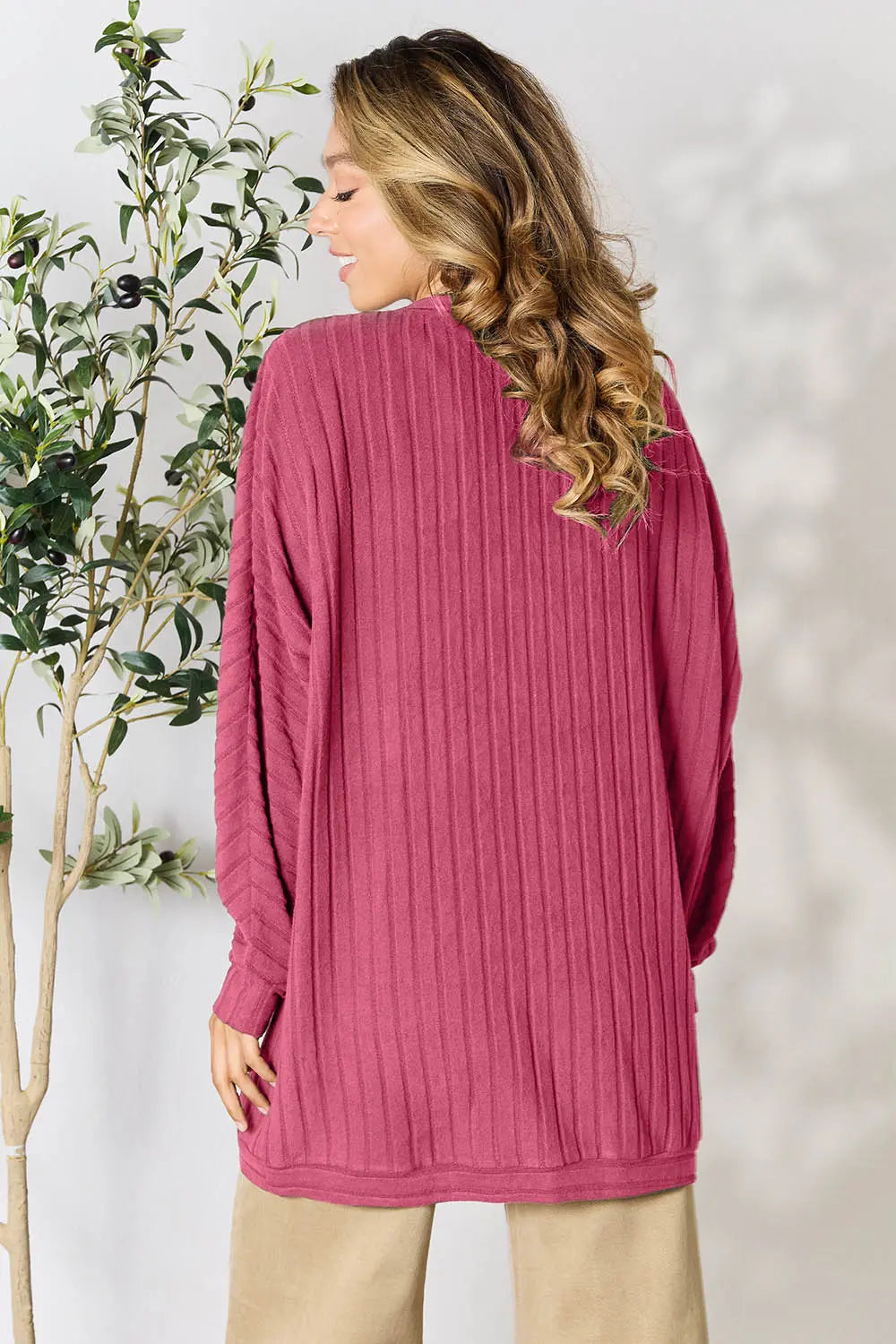 Ribbed open-front cocoon cardigan, product view 31.
